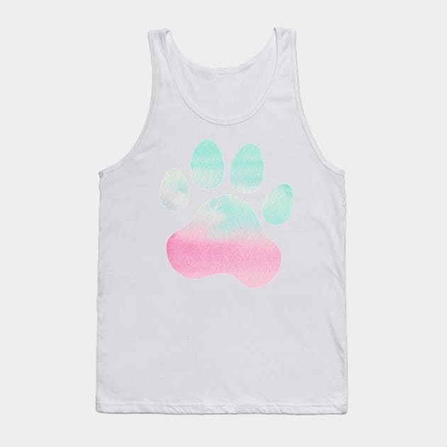 Pink and Teal Paw Print Tank Top by annmariestowe